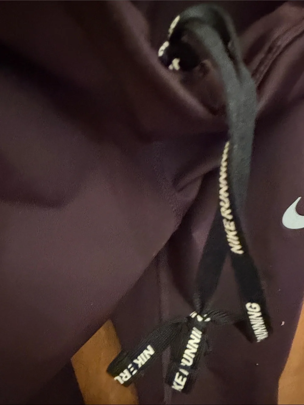 Nike Women’s Burgundy Performance Leggings Reflective Swoosh zipper waist pocket